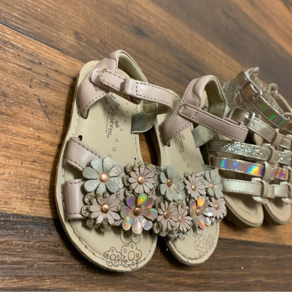 Self Esteem Toddler Girl Sandals Size 5 - 2 Paires Pink And Gold - Picture 2 of 8